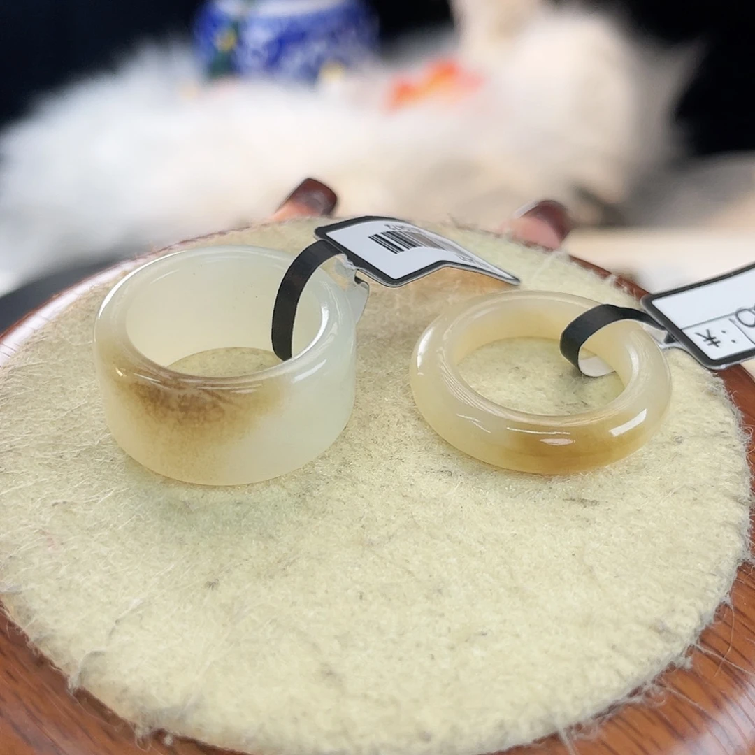 热***球和田玉未镶嵌戒指c39一口糖圆切 一口糖细条18.0