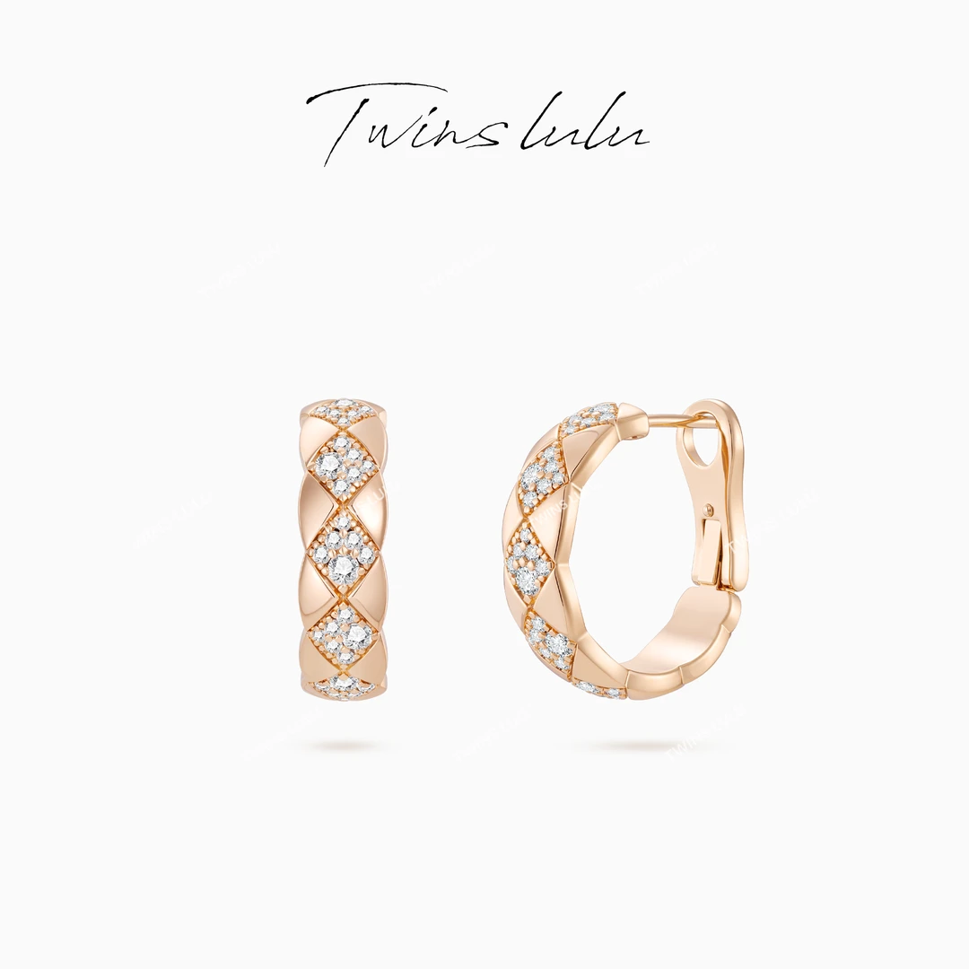 TWINS LULU 流光风秋上新 精致气质高级感菱格纹耳环TSL2923商品图