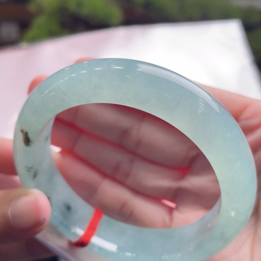 翡翠未镶嵌手镯56海盐冰蓝