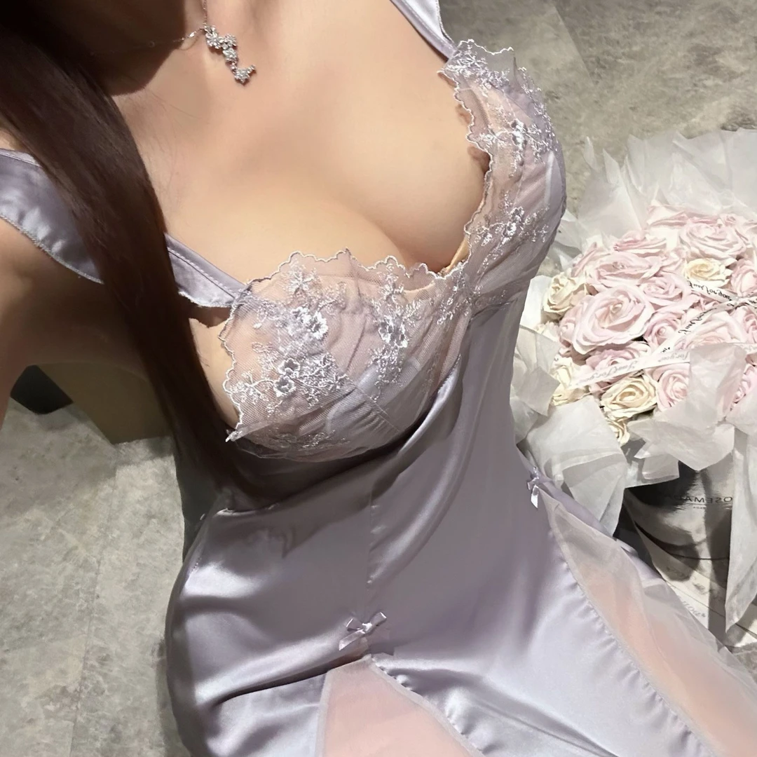 品茹家情侣睡衣性感睡裙女火辣舒适冰丝木耳边高档纯欲吊带小