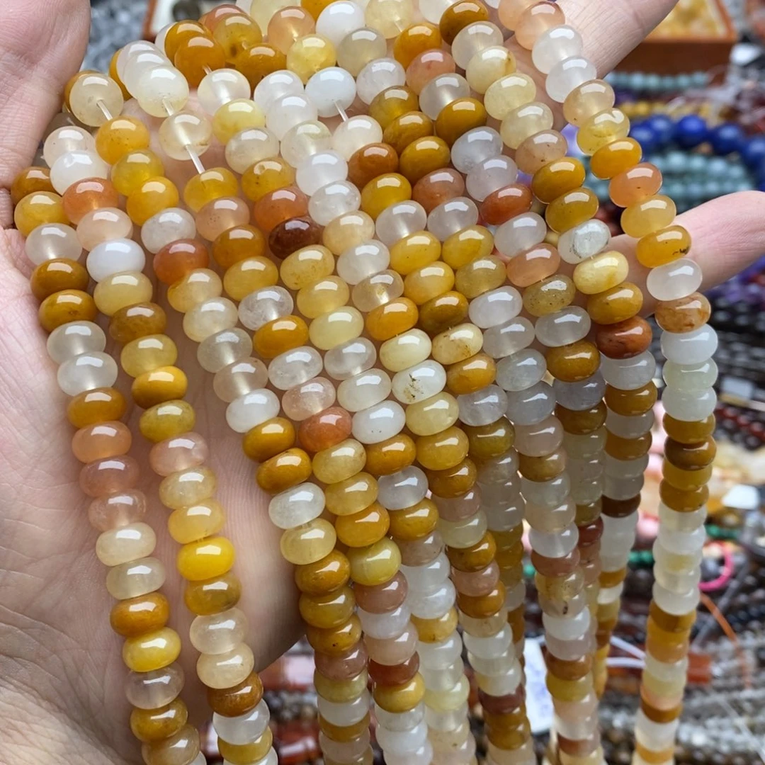 玛瑙/玉髓未镶嵌珠宝半成品一条天然8.5mm金丝玉隔片