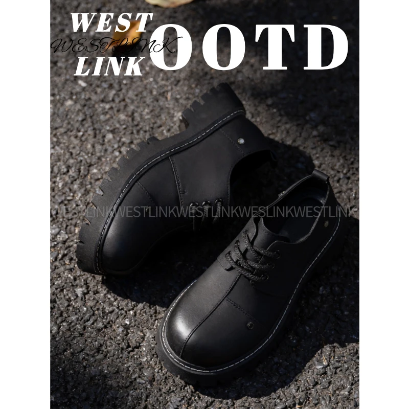 Westlink/西遇【抖音双11】学生厚底德比鞋低帮校园风休闲皮鞋防滑
