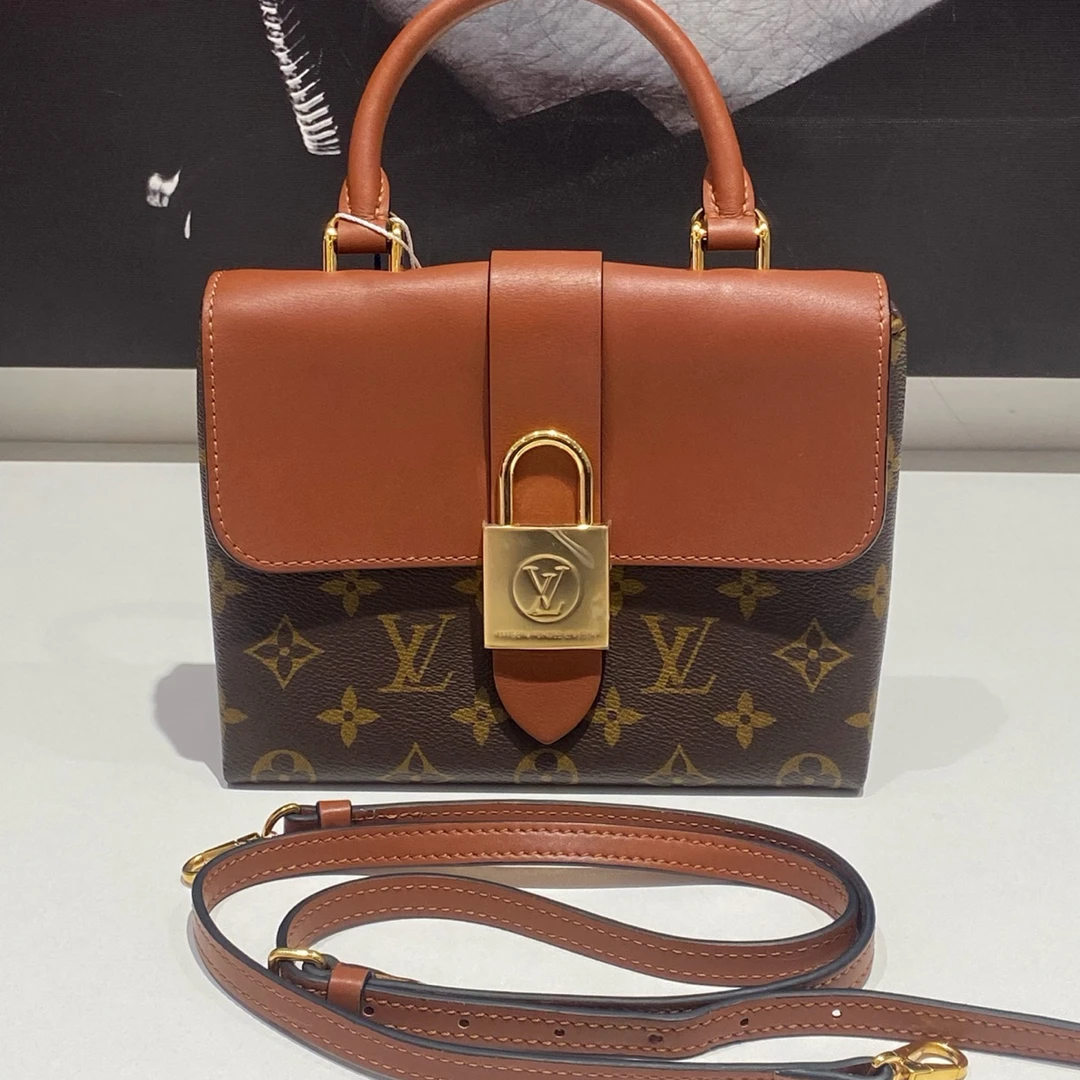 99新 LouisVuitton/路易威登 lv 棕锁头 单肩斜挎包（7746）