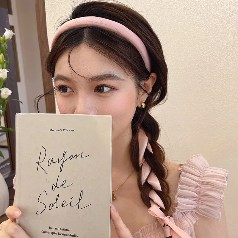 芭比少女~超仙飘带编发细边发箍女款2025新款网红高级感压发头箍