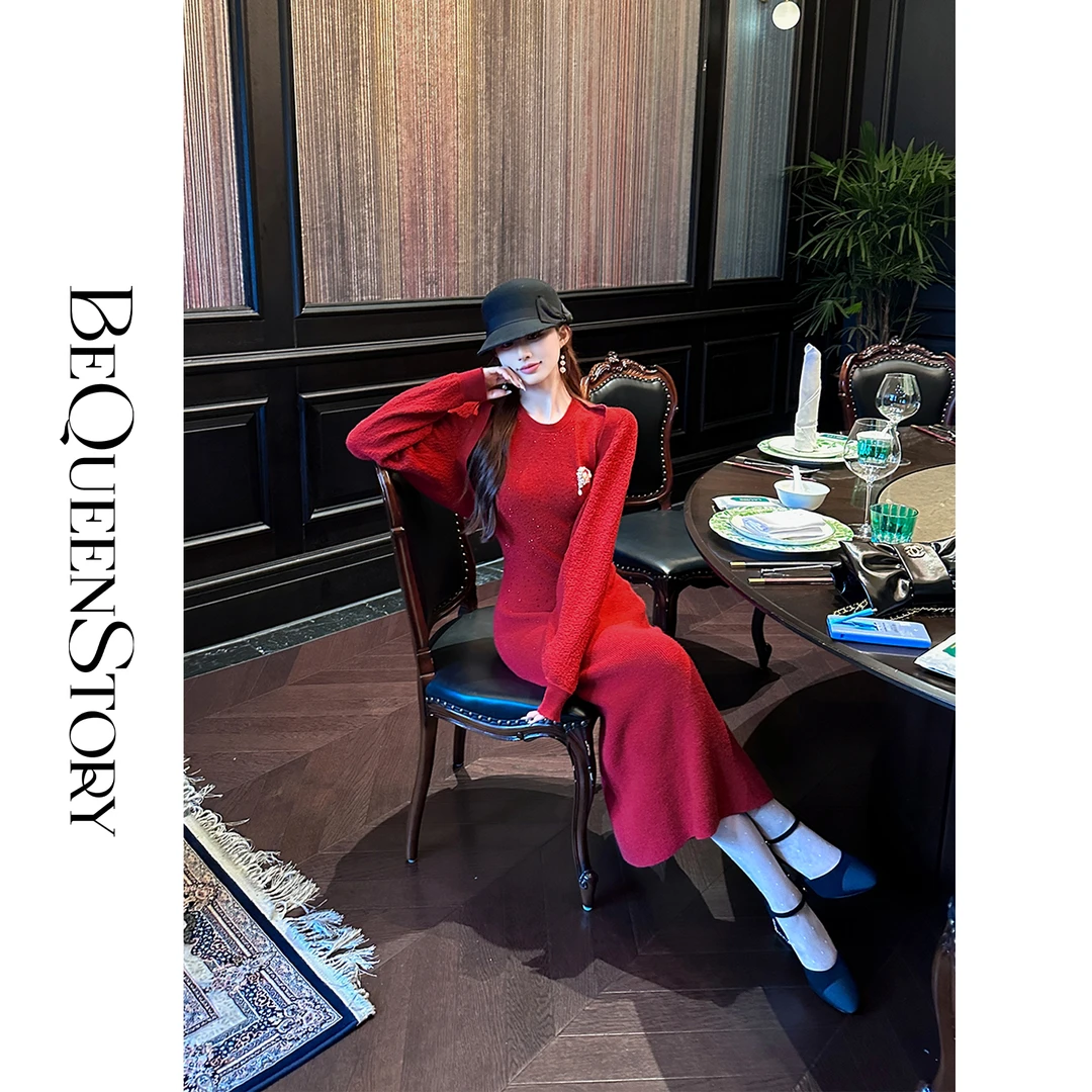 余潇潇【暗香红颜】轻奢时尚圆领背心裙&蝙蝠袖开衫套装