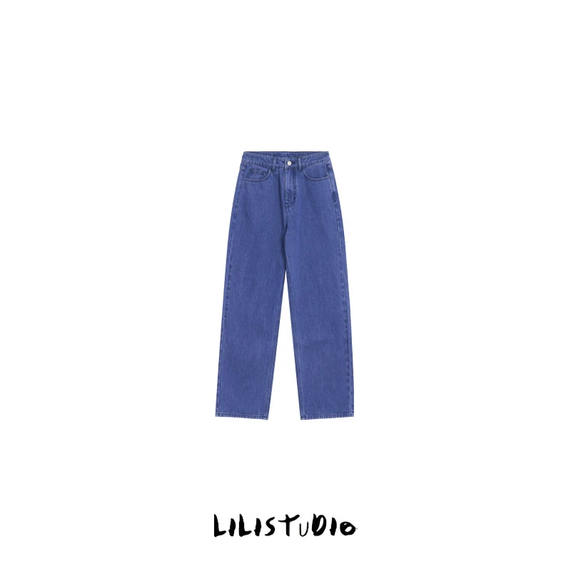 PCNY「彩蓝牛仔」不理理夏季新款小众女装时尚修身直筒休闲牛仔裤女