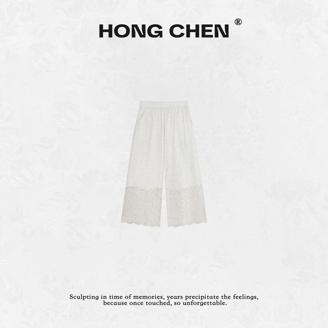 【虹辰】高端时尚小众轻奢织金花卉百搭高级感气质镂空休闲裤HC2706