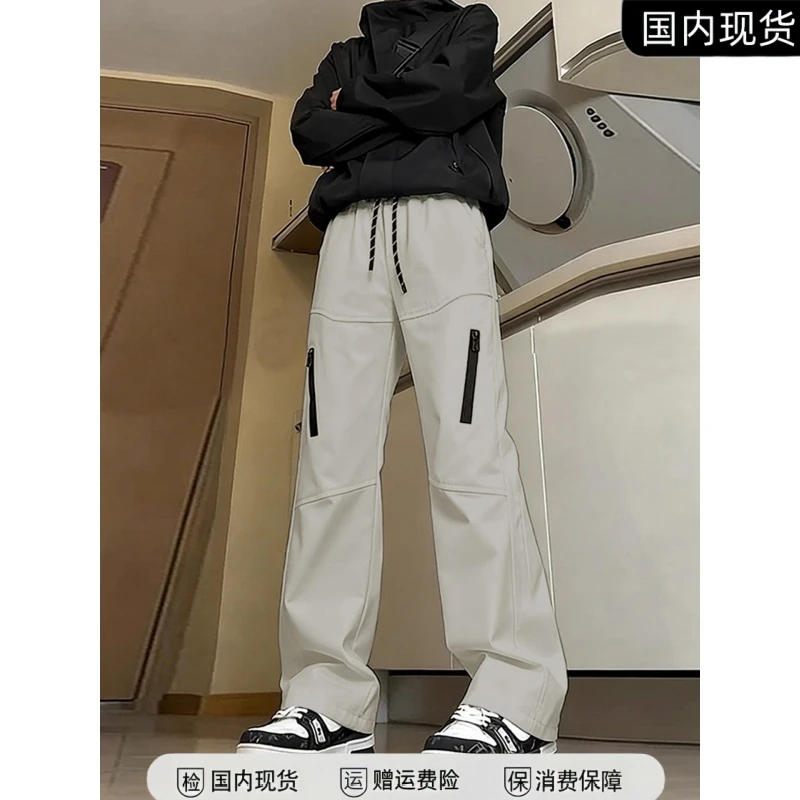 东北防寒加绒冲锋裤男款冬季尼龙软壳工装裤子户外登山保暖滑雪裤