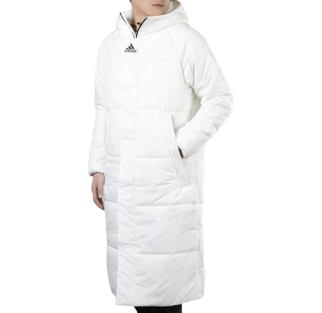 Adidas 长款男女拉链保暖连帽运动棉衣加厚DZ1435 棉服