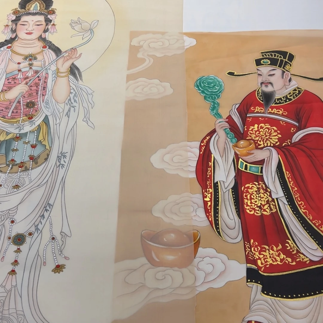 五***缘国画五块绢本作品加龙五爷