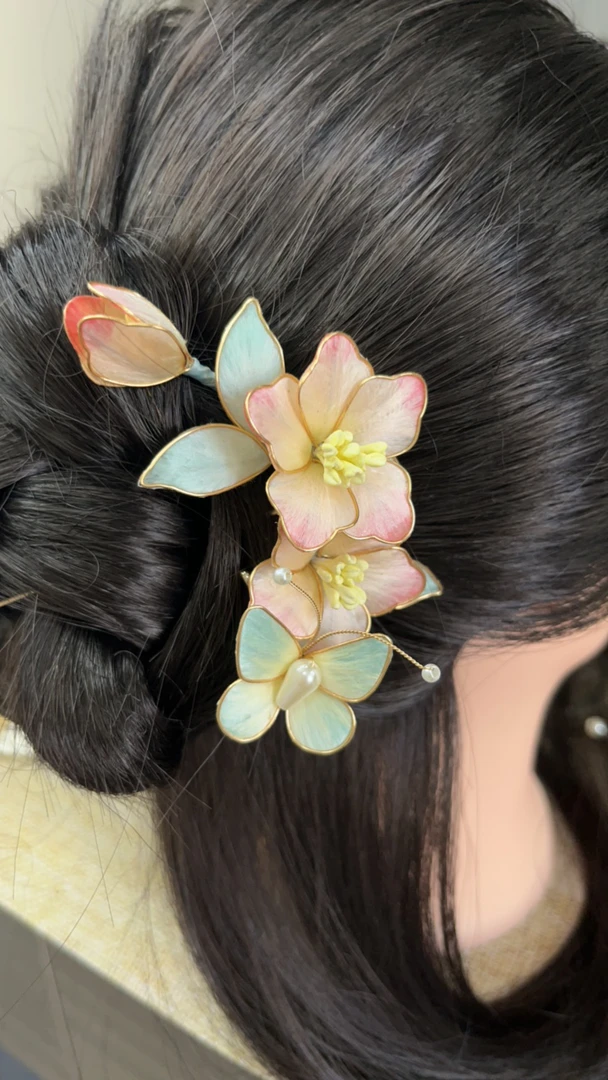 雨点手工气质复古非遗百搭发夹发饰头饰优雅甜美发簪绒花非遗绒花