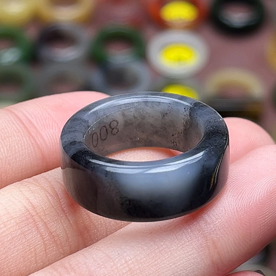 和田玉未镶嵌戒指18.4青花