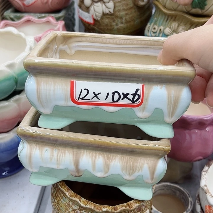 多肉绿植陶瓷花盆9.9包邮，有孔