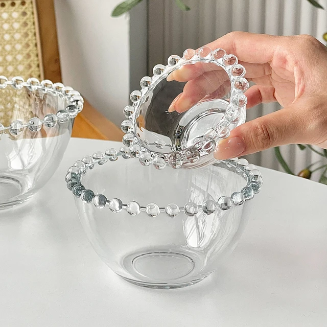 高颜值ins珍珠边玻璃燕麦酸奶碗冰淇淋雪糕碗早餐水果沙拉甜品碗