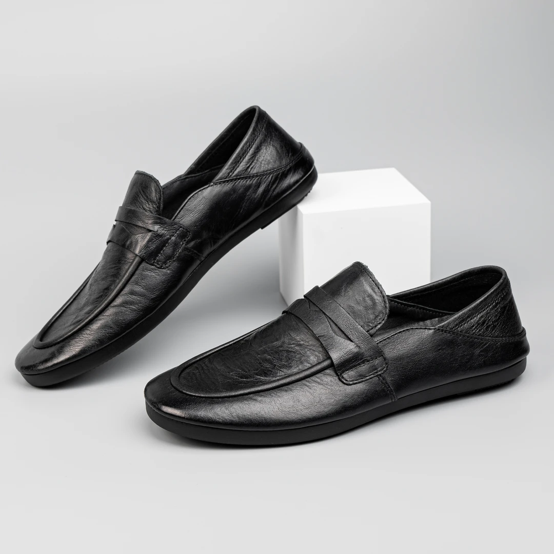 【头层牛皮】休闲皮鞋男士夏季透气软底新款不系带百搭真皮豆豆鞋男