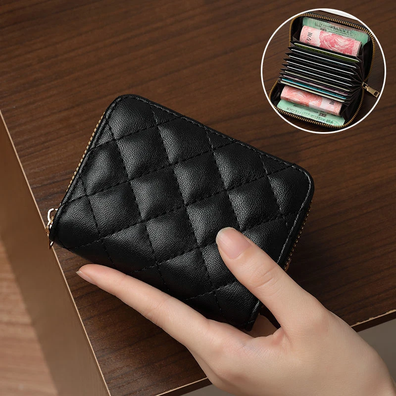 新款简约卡片包女多卡位防消磁多功能银行卡夹精致卡包高档证件包