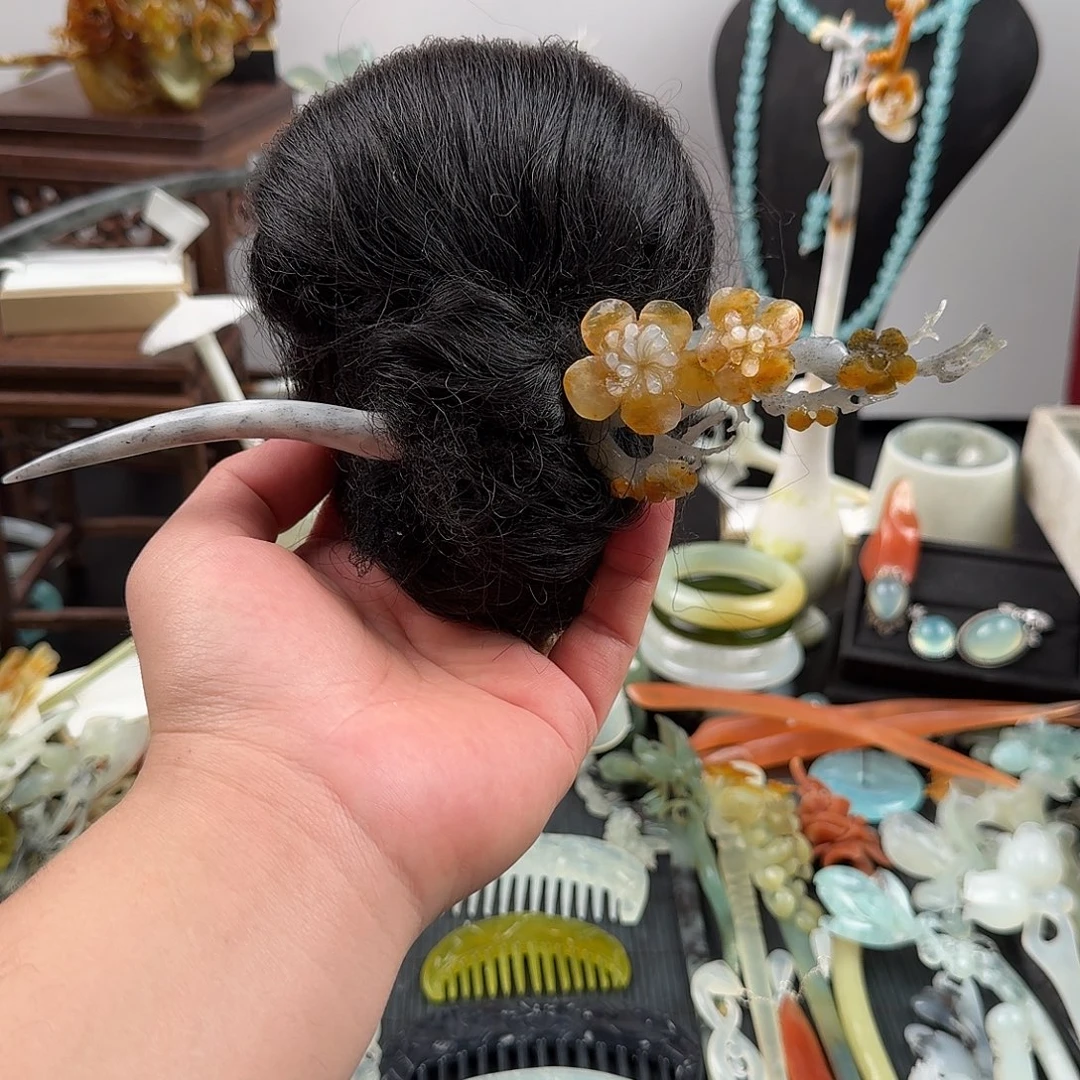 蛇纹石玉未镶嵌发饰