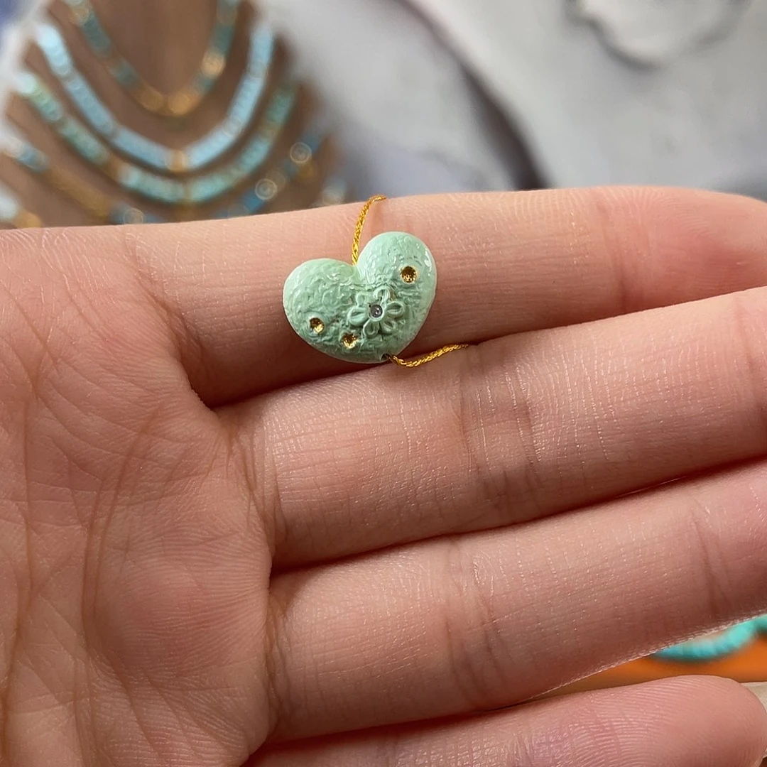 绿松石未镶嵌珠宝半成品绿松石爱心