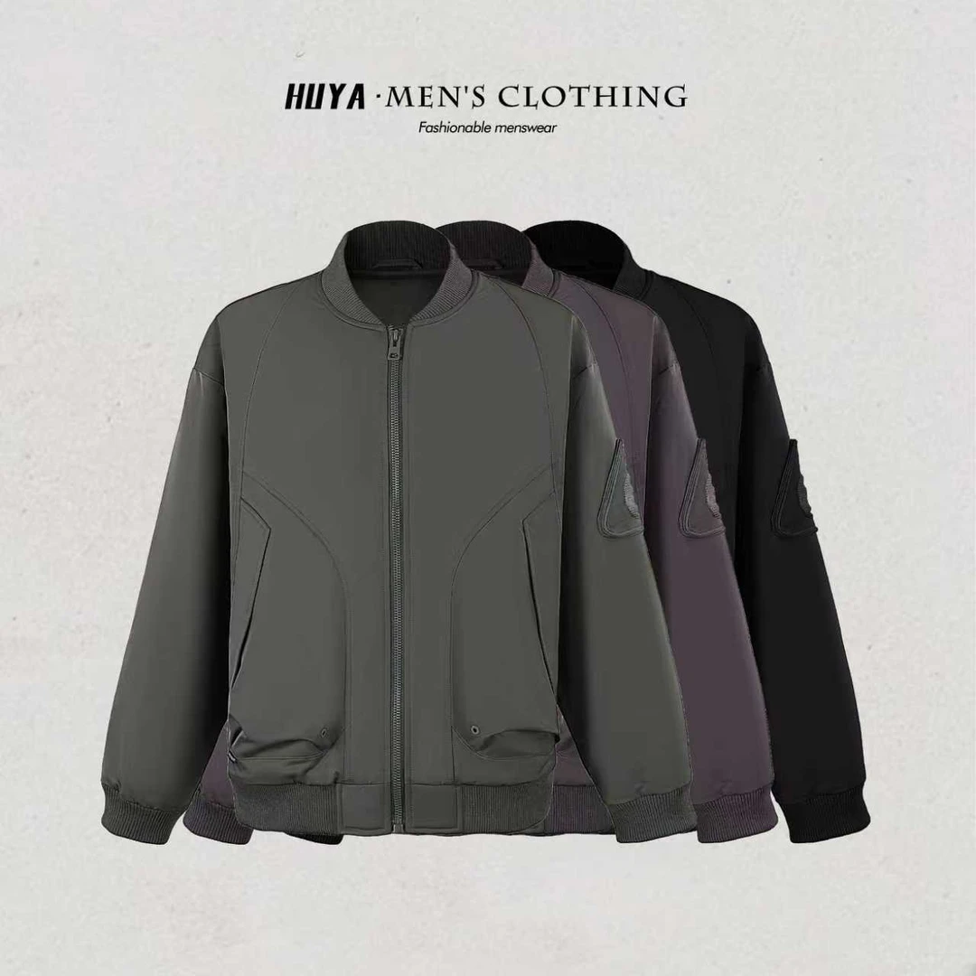 虎牙兄弟冬季复古美式棒球领夹克外套户外百搭休闲棉服男士F25118