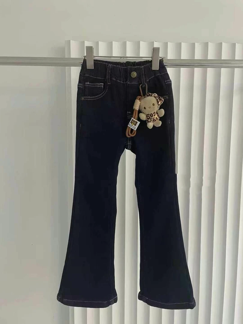 喇叭裤加一体绒女童牛仔裤（无挂件）