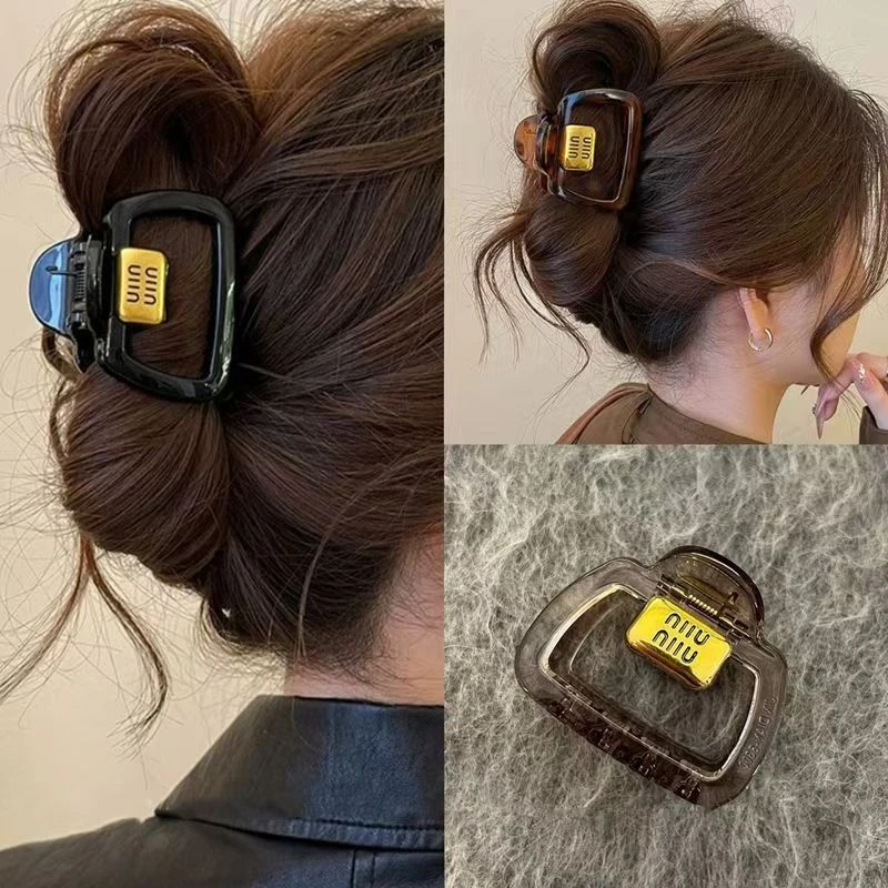 新款小号抓夹豹纹洋气方形复古发夹秋冬后脑勺半扎发鲨鱼夹发抓女