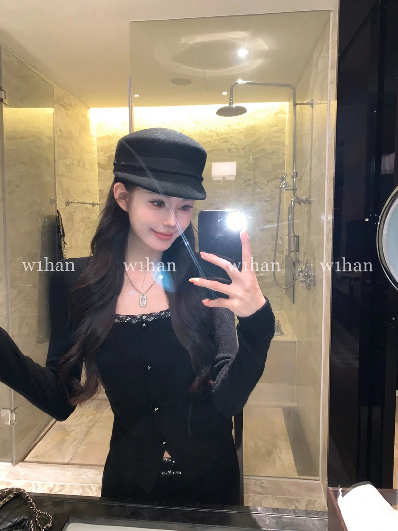 NEW 9.18 W1han秋冬显瘦穿搭小香风亮片方领开衫上衣 900049