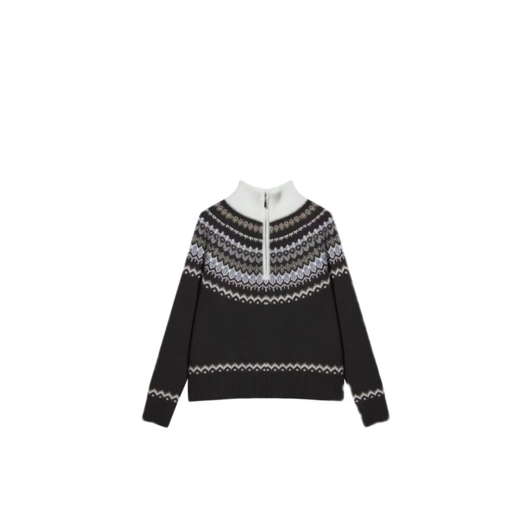 费尔岛2025迎春系列羊毛混纺针织拉链衫7111