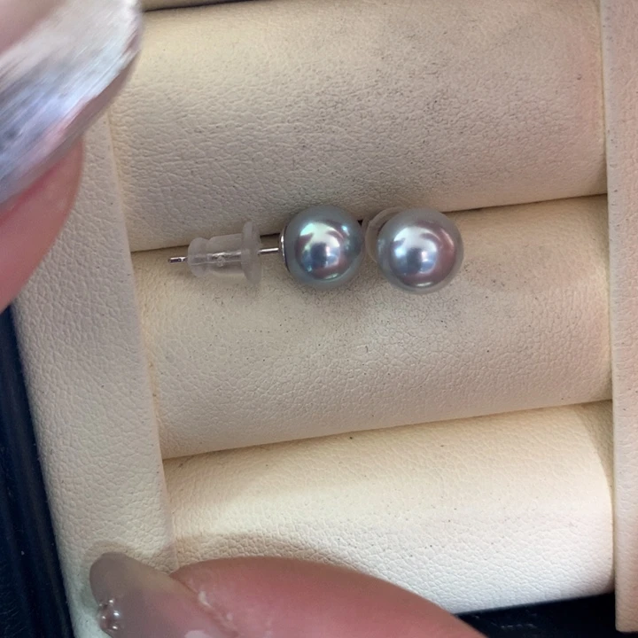 银S925镶嵌耳饰海水珍珠