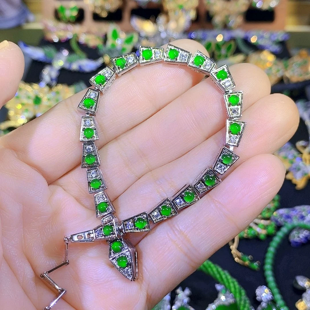 吊坠(不含链)银S925镶嵌翡翠