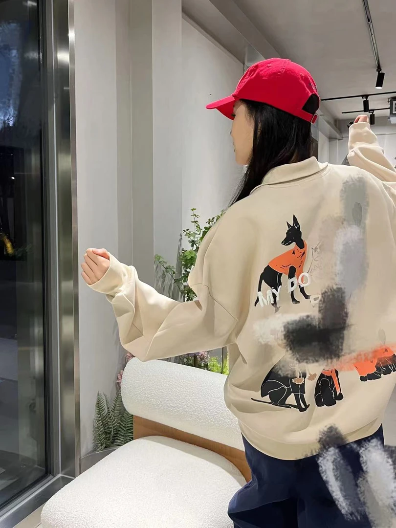 新款新款不容错过！C杜宾廓形加厚半拉链休闲卫衣男女同款默认微瑕