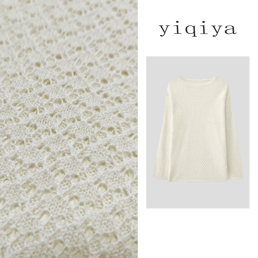 【婷婷】春季镂空针织衫简约宽松新款上衣A20548