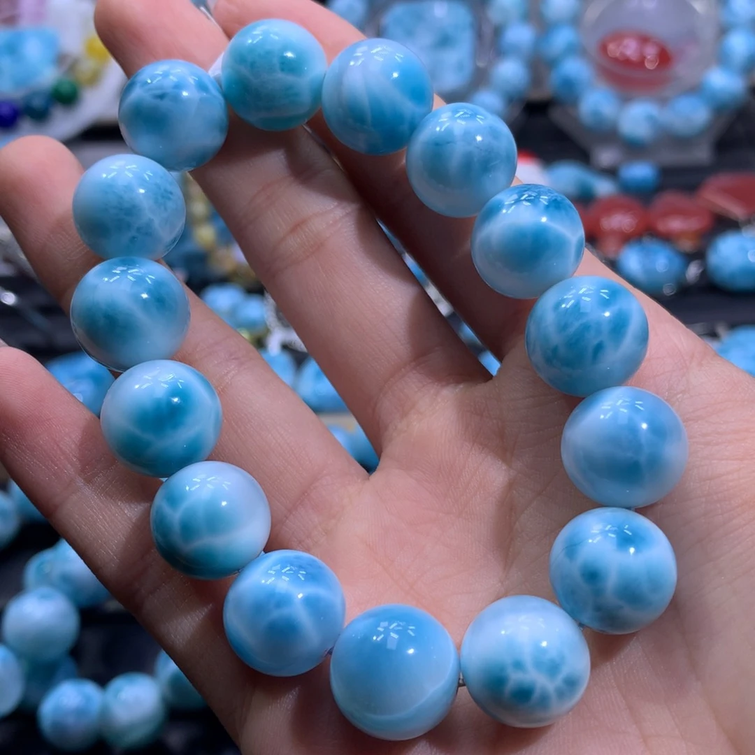 针钠钙石（海纹石）未镶嵌手链14mm果冻体