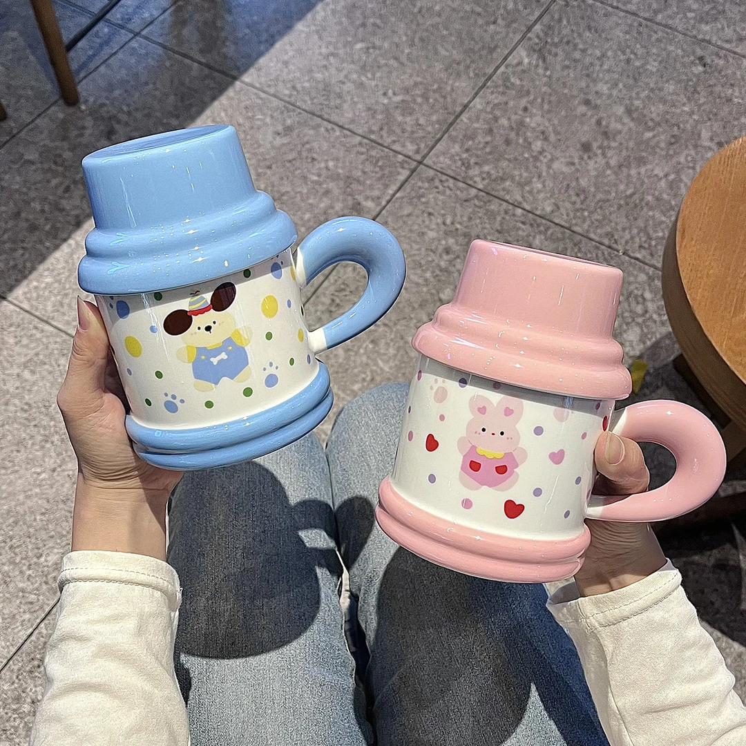 马克杯带盖高颜值陶瓷杯子大容量情侣水杯女家用办公室咖啡早餐杯