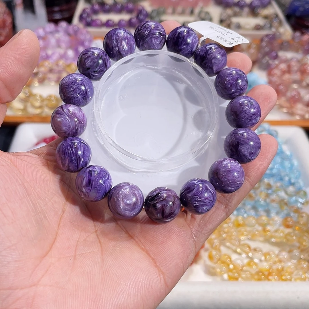查罗石未镶嵌手链紫龙晶14mm