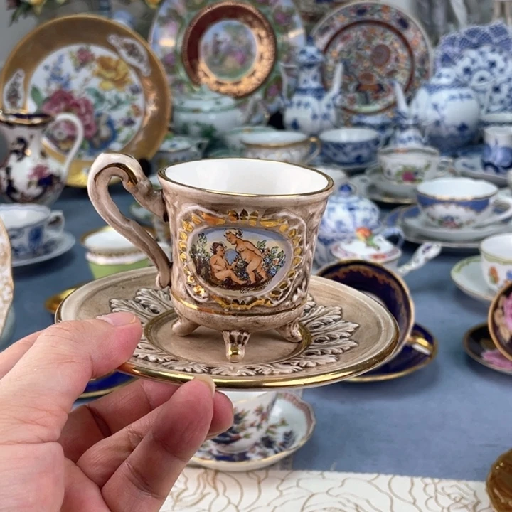 中古瓷器小房子盘子