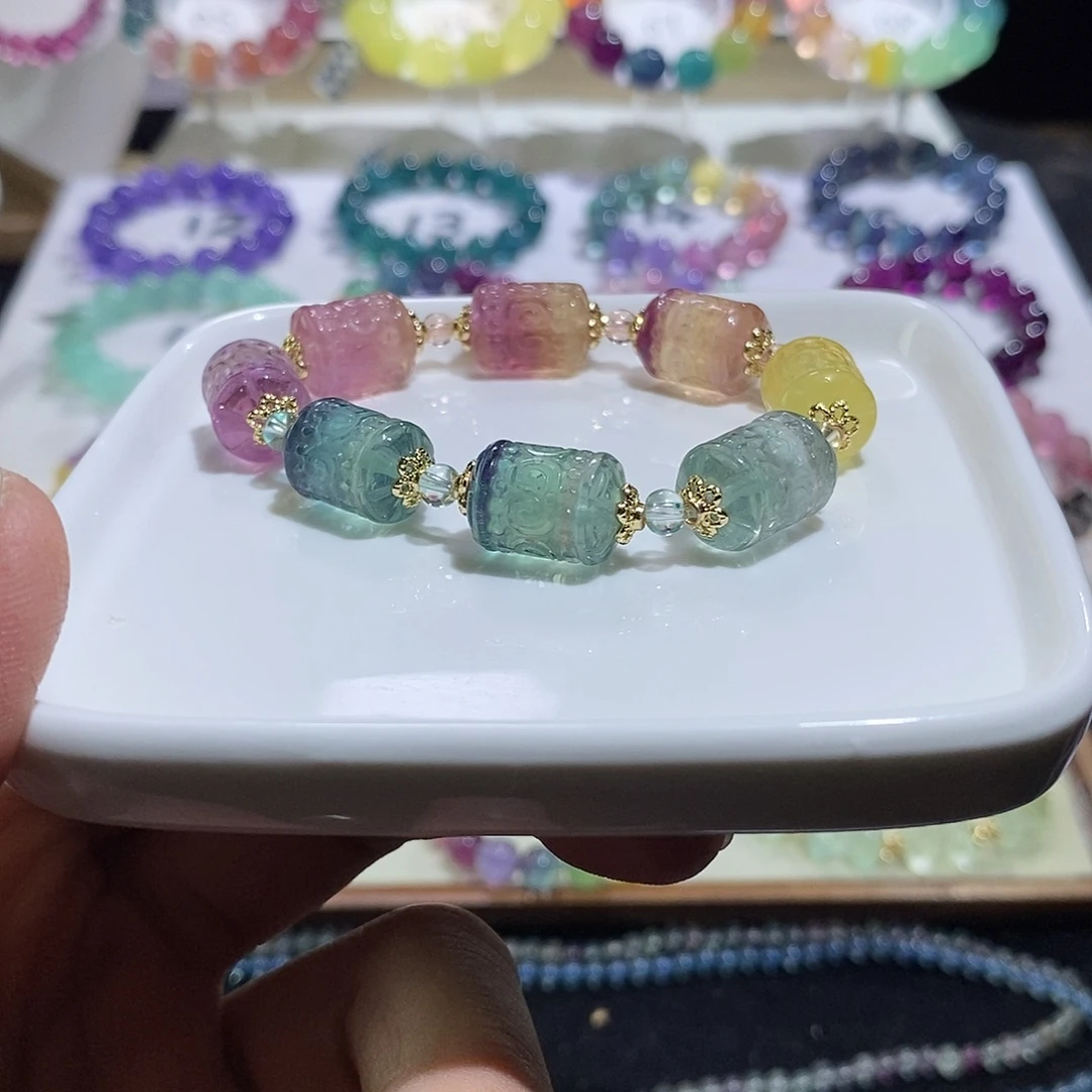 未镶嵌手链水晶彩虹桶珠12m