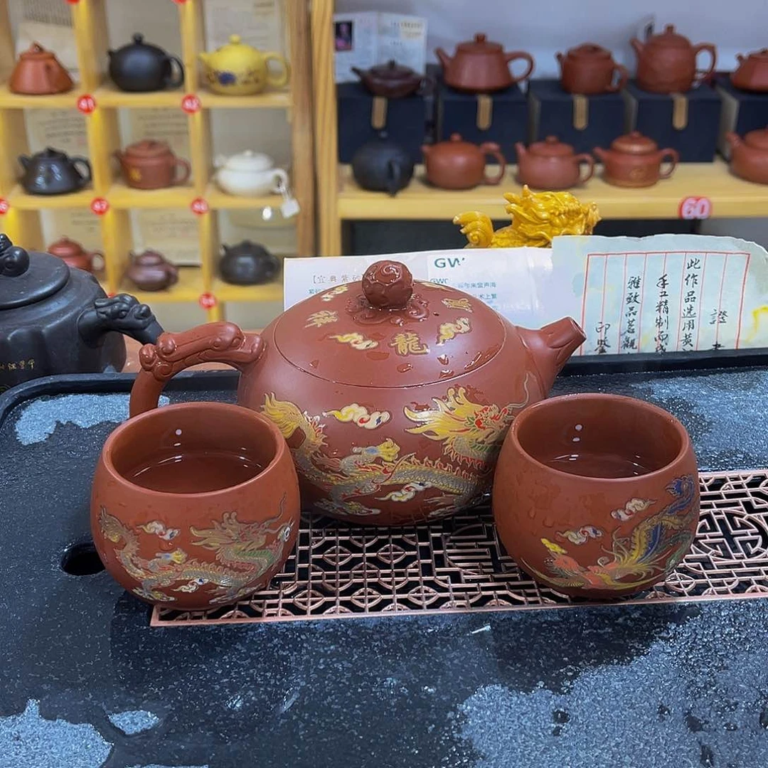 紫砂茶案紫砂壶500cc4杯