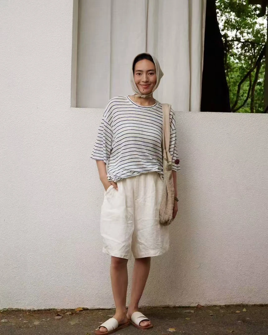 冬冬分享《垒土》241亚麻休闲条纹T恤