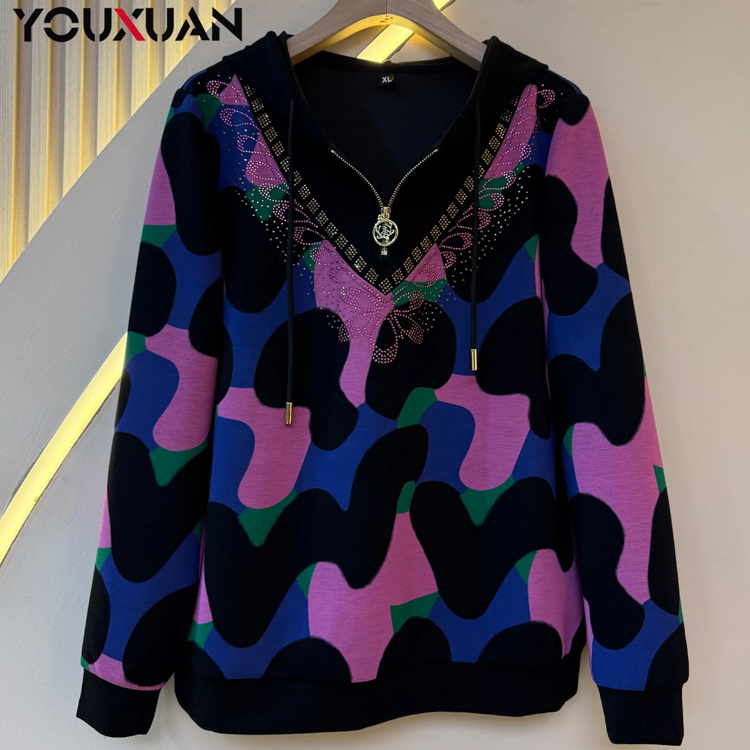 春季新品百搭韩版上衣时尚休闲宽松长袖连帽潮流女士卫衣6122