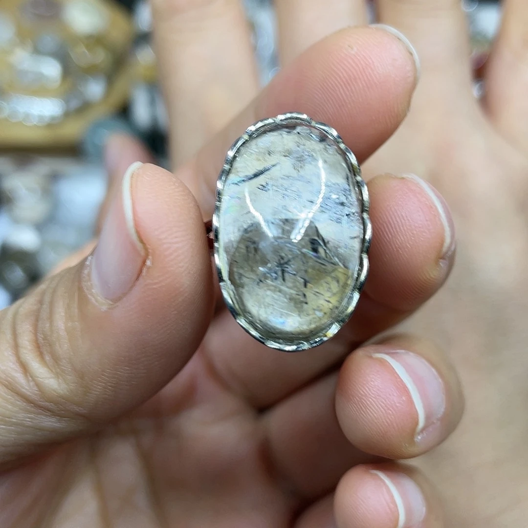【闪购商品】银S925镶嵌珠宝半成品水晶戒指