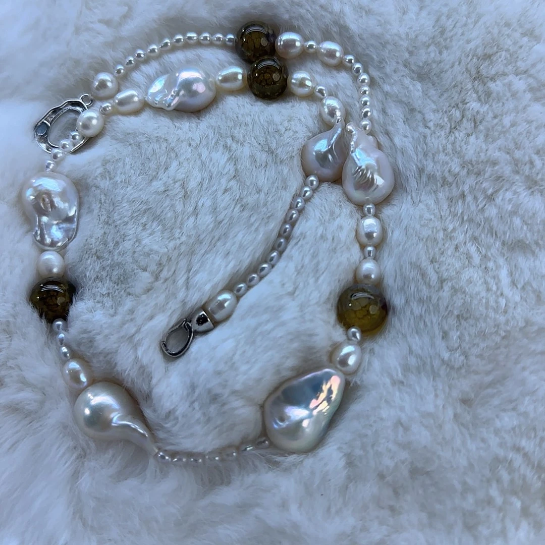 银S925镶嵌项链定制多样性发货发其一580淡水珍珠