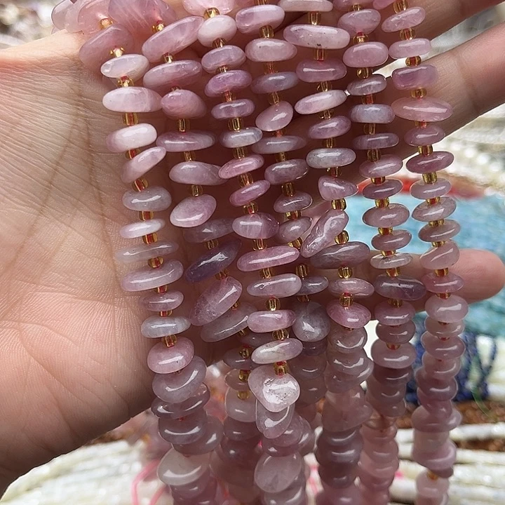 未镶嵌玛瑙/玉髓珠宝半成品一条紫马粉晶随型隔片