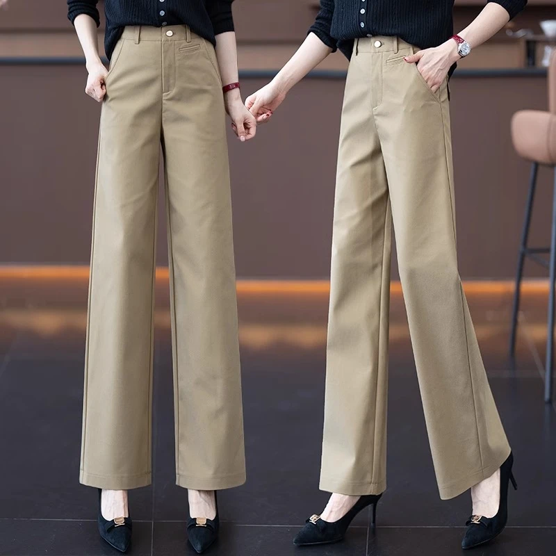 窄版西装阔腿裤女2025年春秋季新款高腰宽松垂感长裤休闲直筒裤子