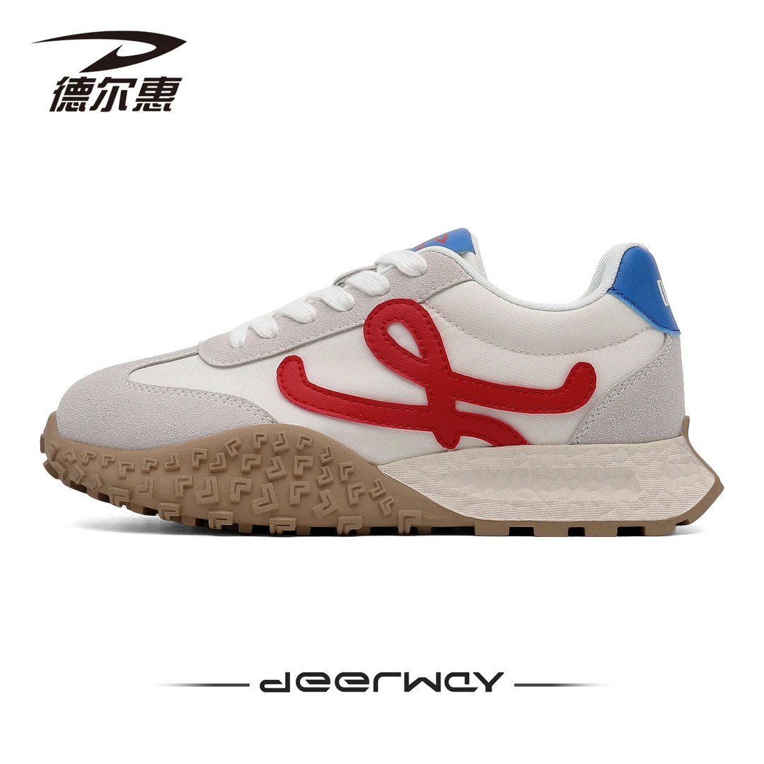 德尔惠米红厚底德训鞋小个子内增高女鞋2025秋季新款休闲运动鞋子