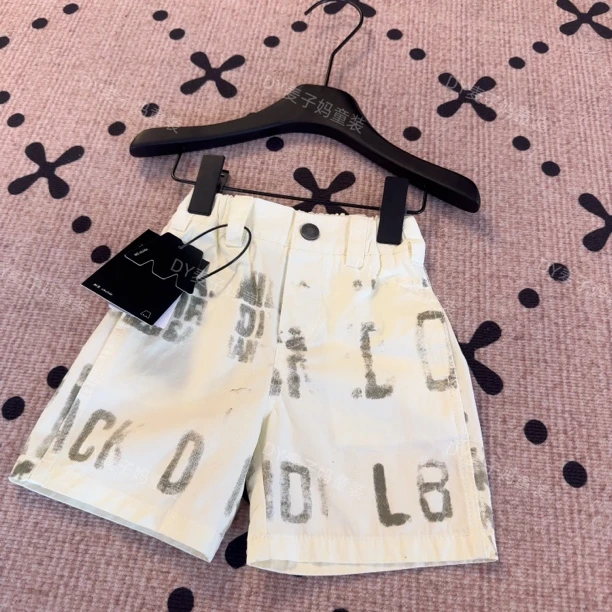 MZ.儿童夏季薄款涂鸦复古日系中性字母短裤1912