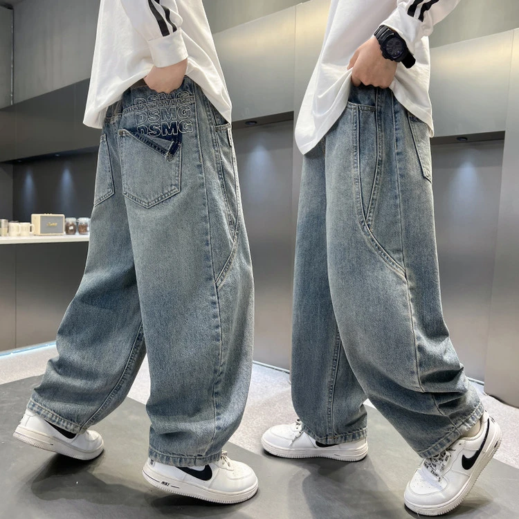 男童秋装裤子长裤2025新款儿童装春秋款中大童秋季男孩痞帅牛仔裤