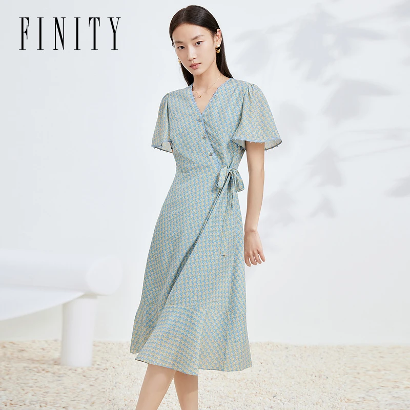 【粉丝专享】FINITY 100%桑蚕丝优雅气质时尚连衣裙 F21W4D36L3