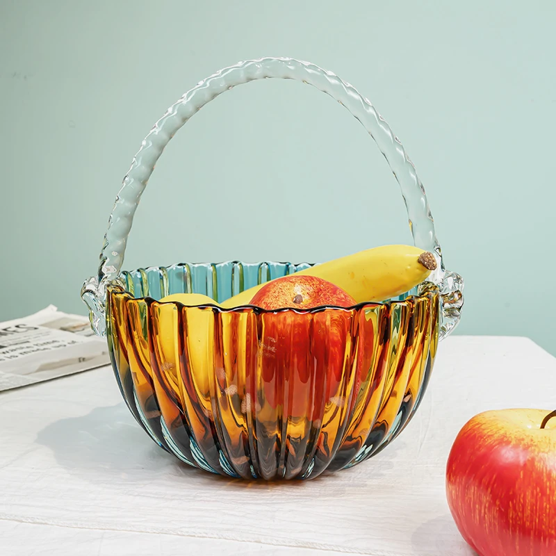 L242简约炫彩创意变色水果盘餐厅客厅居家果篮创意轻奢家用大号