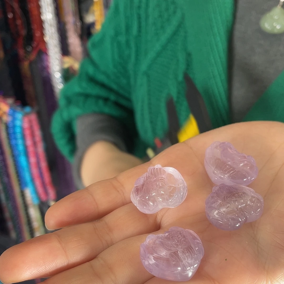 玛瑙/玉髓珠宝半成品未镶嵌紫水爱心狐横孔约23mm一颗 