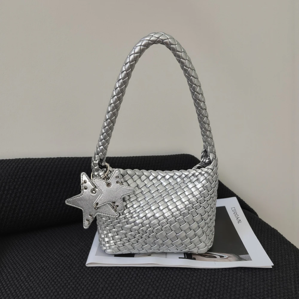 DOUBLE.R【泛光】送挂件·手工编织托特包 2025新款包腋下包斜挎包女